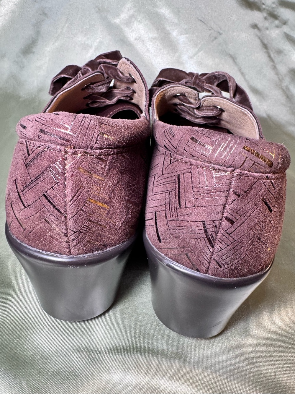Alegria Burgundy Brown Metallic Comfort Lace-Up Mary Jane Heels size 37 Women’s - Picture 5 of 9